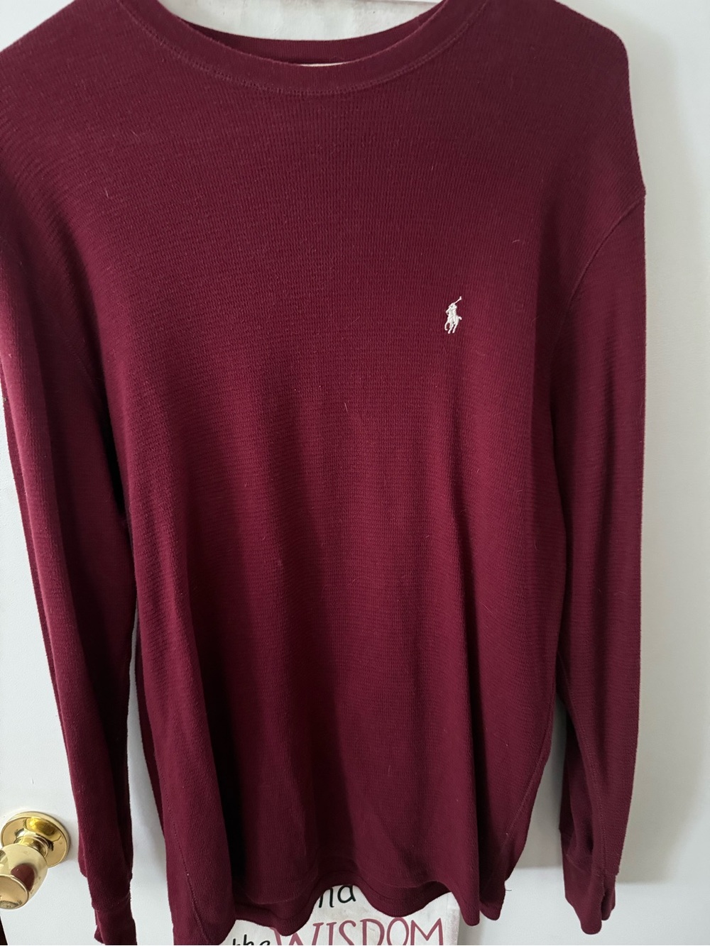 Polo by Ralph Lauren Burgundy Sleepwear Tee with Cream Trim